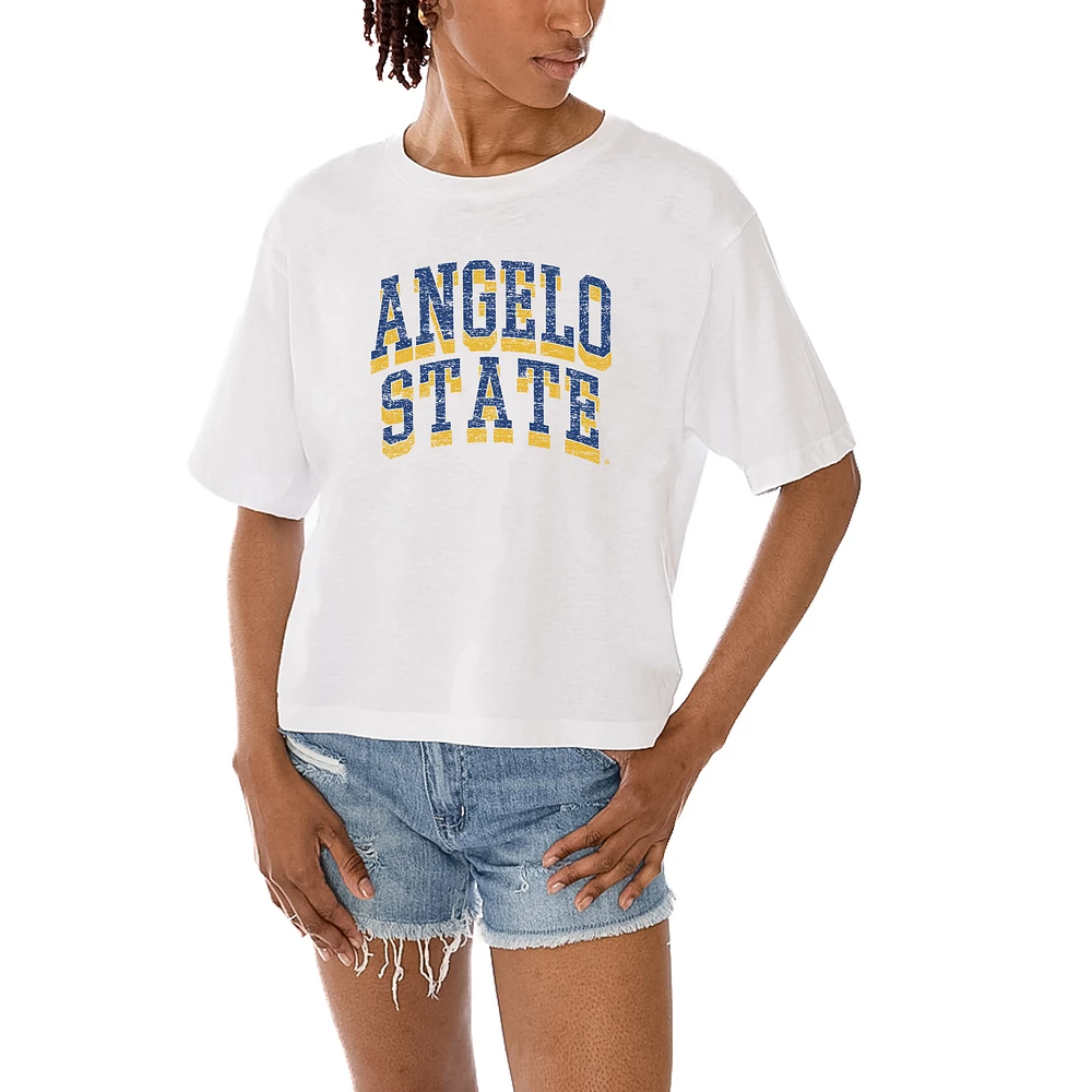 Women's Gameday Couture White Angelo State Rams Claim To Fame Boxy Cropped T-Shirt