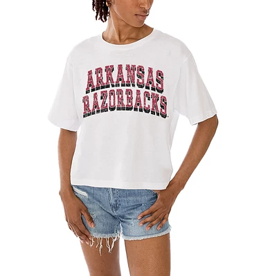 Women's Gameday Couture White Arkansas Razorbacks Claim To Fame Boxy Cropped T-Shirt