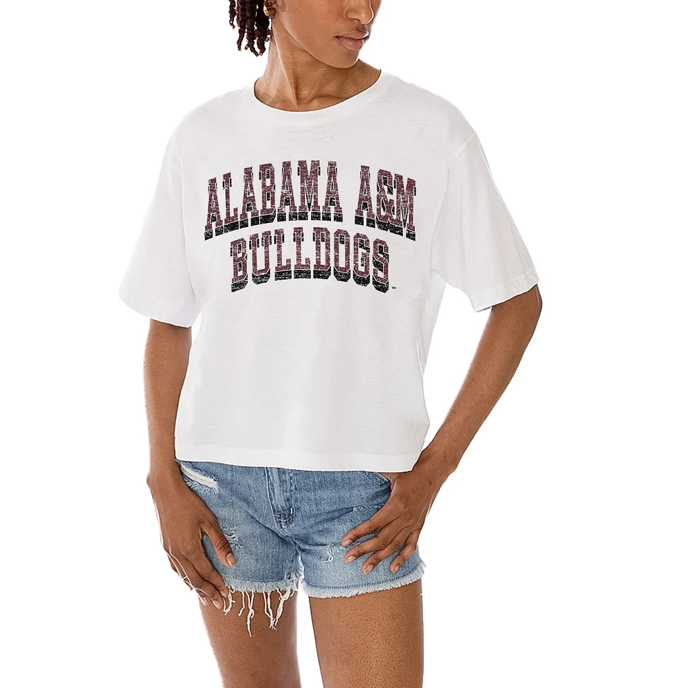Women's Gameday Couture White Alabama A&M Bulldogs Claim To Fame Boxy Cropped T-Shirt