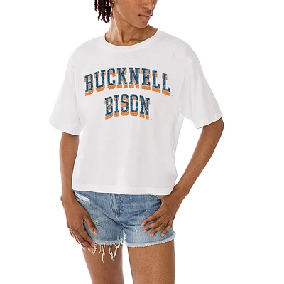 Women's Gameday Couture White Bucknell Bison Claim To Fame Boxy Cropped T-Shirt