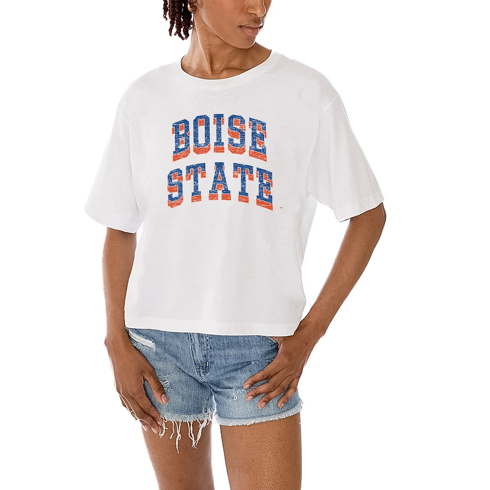 Women's Gameday Couture White Boise State Broncos Claim To Fame Boxy Cropped T-Shirt