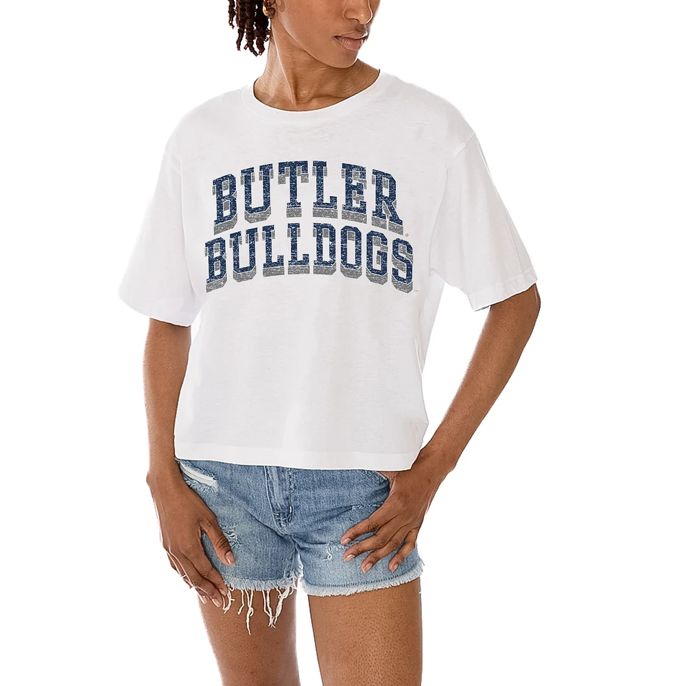 Women's Gameday Couture White Butler Bulldogs Claim To Fame Boxy Cropped T-Shirt