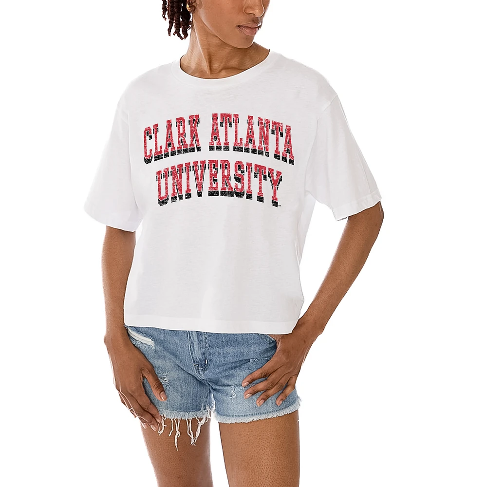 Women's Gameday Couture White Clark Atlanta University Panthers Claim To Fame Boxy Cropped T-Shirt