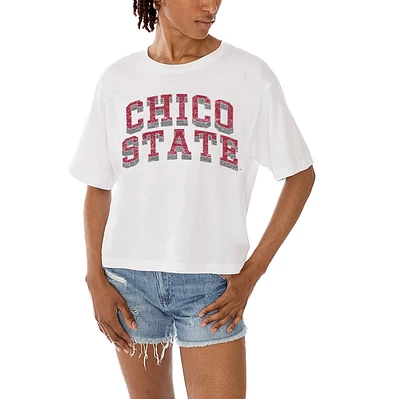 Women's Gameday Couture White Cal State Chico Wildcats Claim To Fame Boxy Cropped T-Shirt