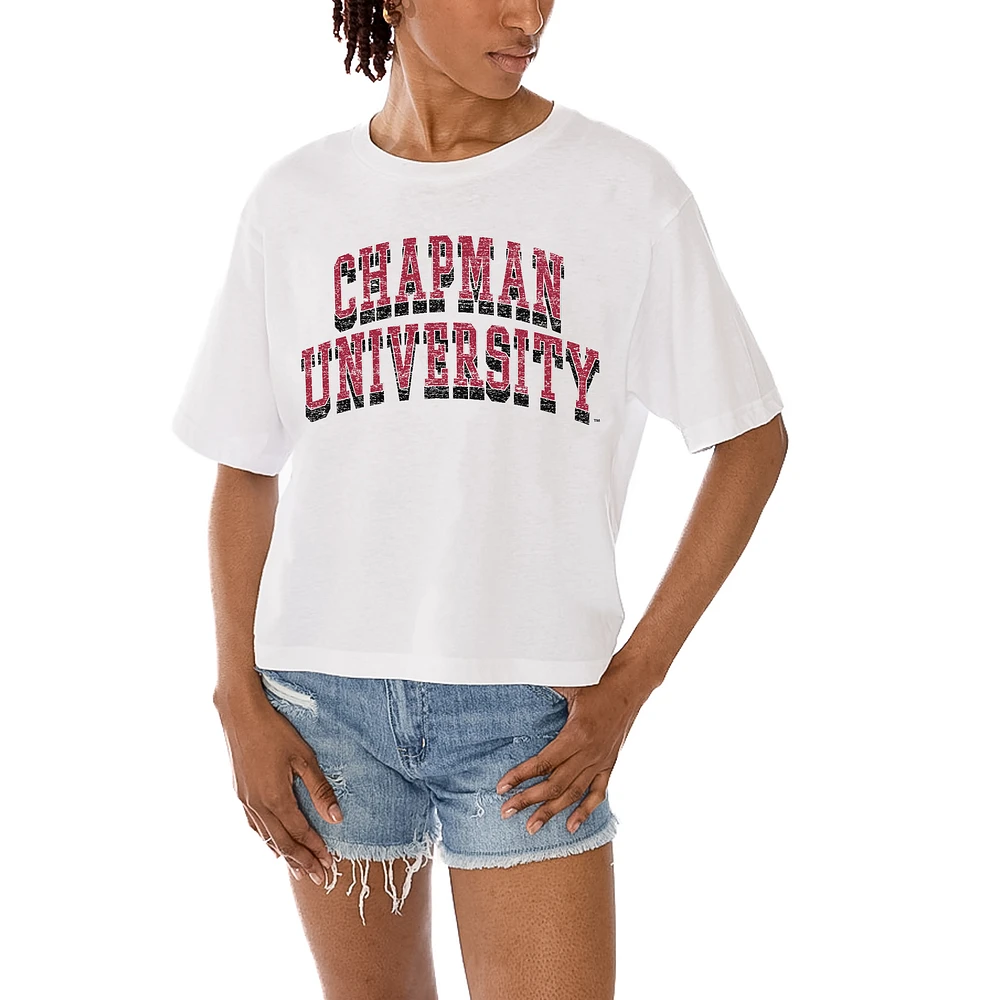 Women's Gameday Couture White Chapman Panthers Claim To Fame Boxy Cropped T-Shirt