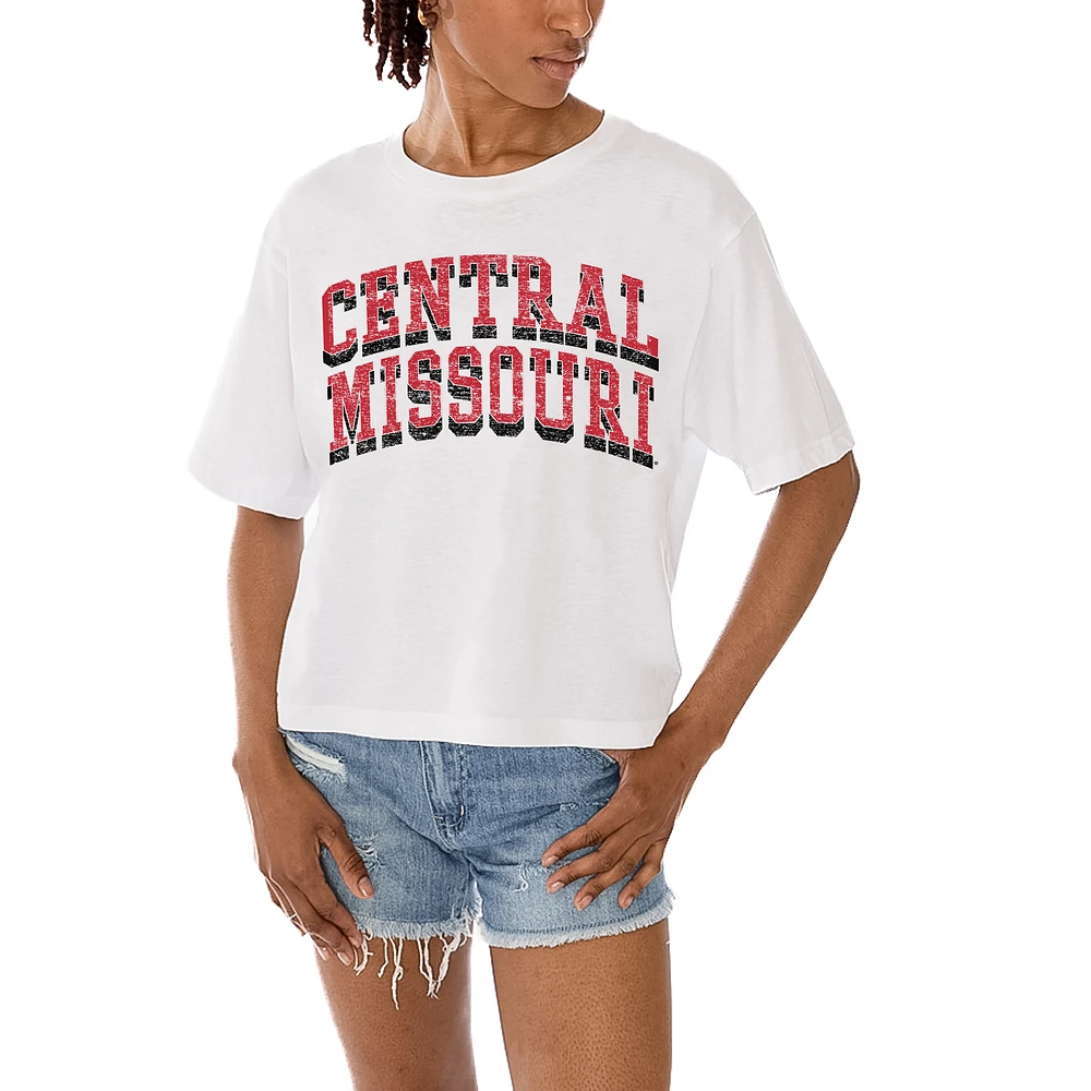 Women's Gameday Couture White Central Missouri Mules Claim To Fame Boxy Cropped T-Shirt