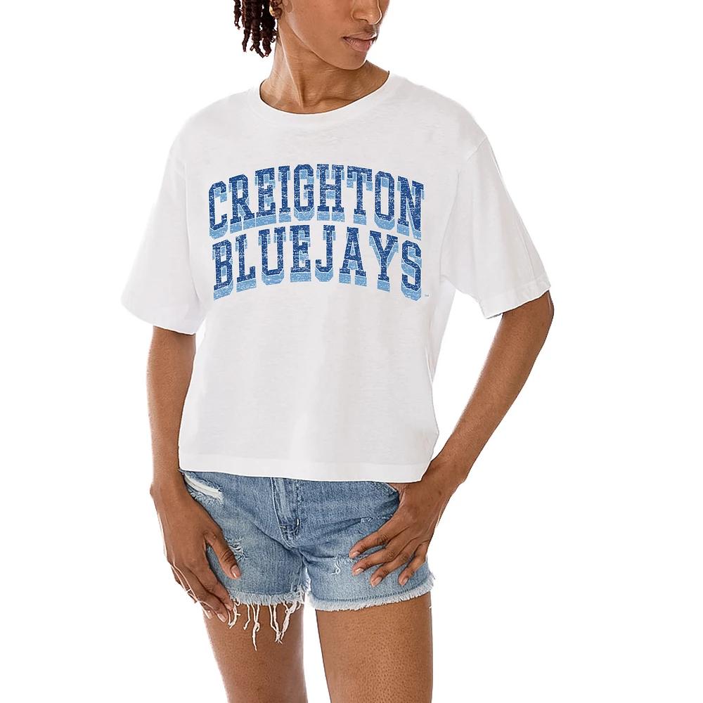 Women's Gameday Couture White Creighton Bluejays Claim To Fame Boxy Cropped T-Shirt