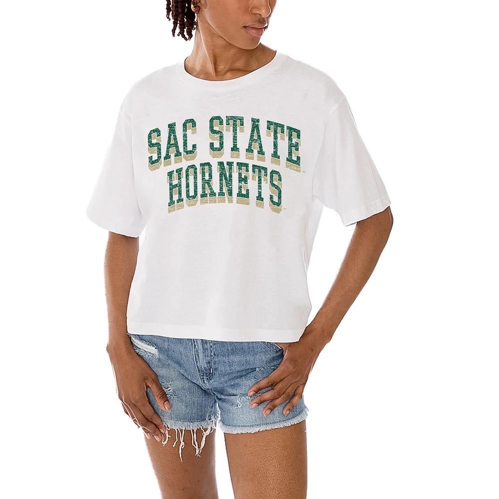 Women's Gameday Couture White Sacramento State Hornets Claim To Fame Boxy Cropped T-Shirt