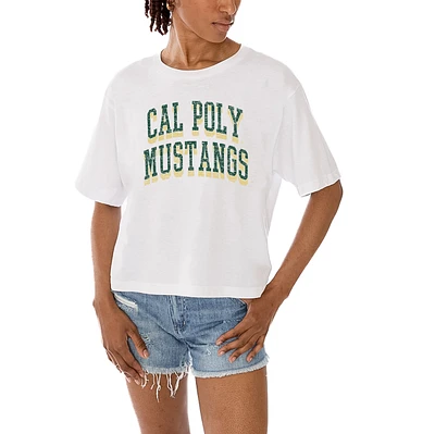 Women's Gameday Couture White Cal Poly Mustangs Claim To Fame Boxy Cropped T-Shirt
