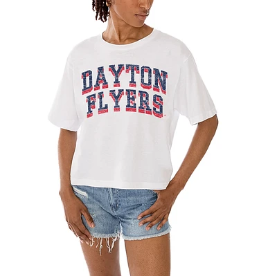 Women's Gameday Couture White Dayton Flyers Claim To Fame Boxy Cropped T-Shirt