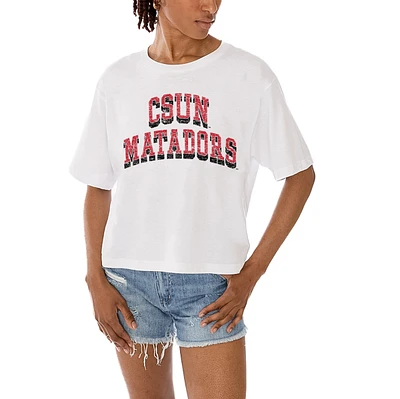 Women's Gameday Couture White Cal State Northridge Matadors Claim To Fame Boxy Cropped T-Shirt