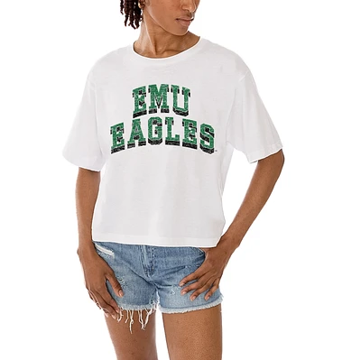 Women's Gameday Couture White Eastern Michigan Eagles Claim To Fame Boxy Cropped T-Shirt