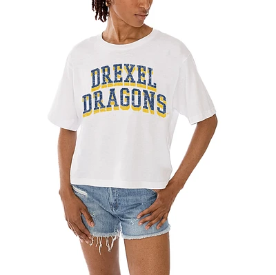 Women's Gameday Couture White Drexel Dragons Claim To Fame Boxy Cropped T-Shirt