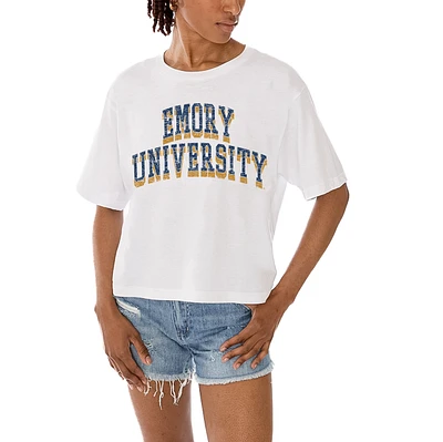 Women's Gameday Couture White Emory Eagles Claim To Fame Boxy Cropped T-Shirt