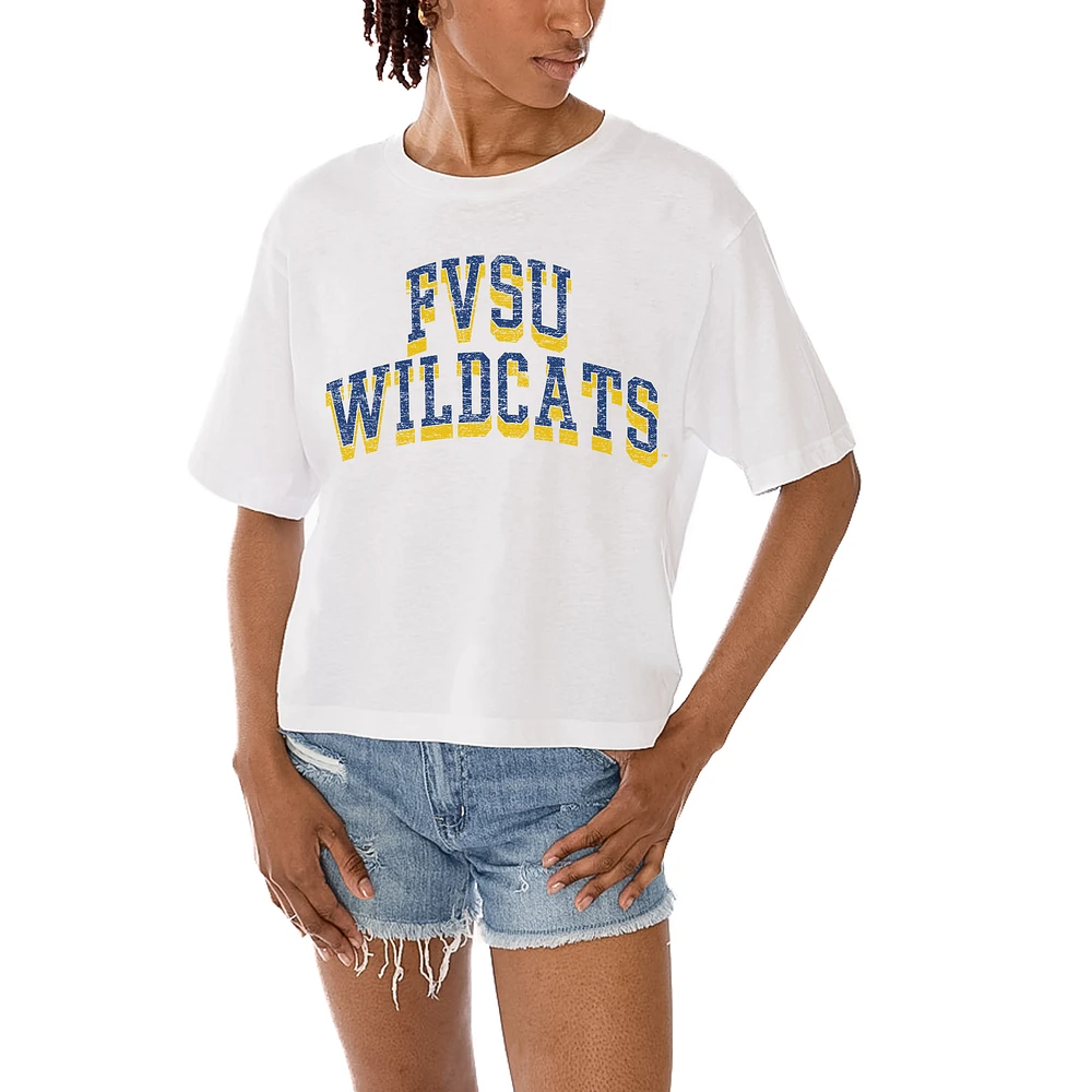 Women's Gameday Couture White Fort Valley State Wildcats Claim To Fame Boxy Cropped T-Shirt