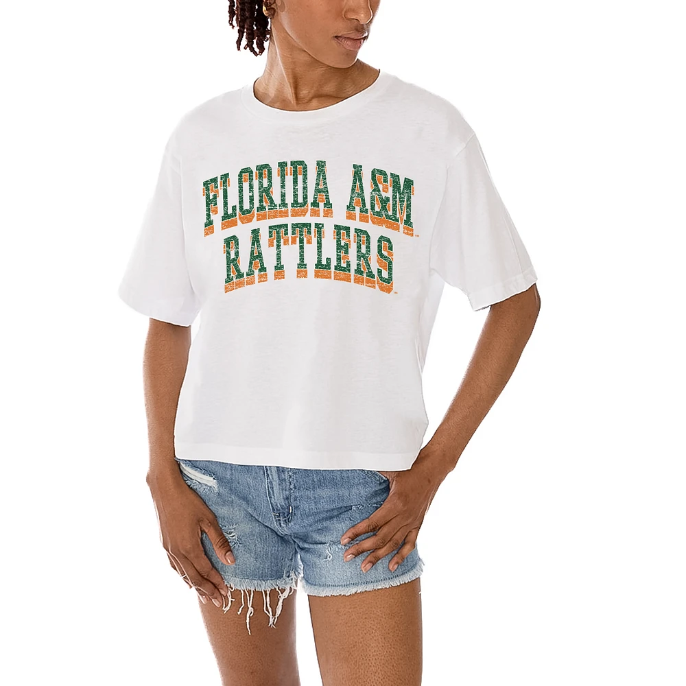 Women's Gameday Couture White Florida A&M Rattlers Claim To Fame Boxy Cropped T-Shirt