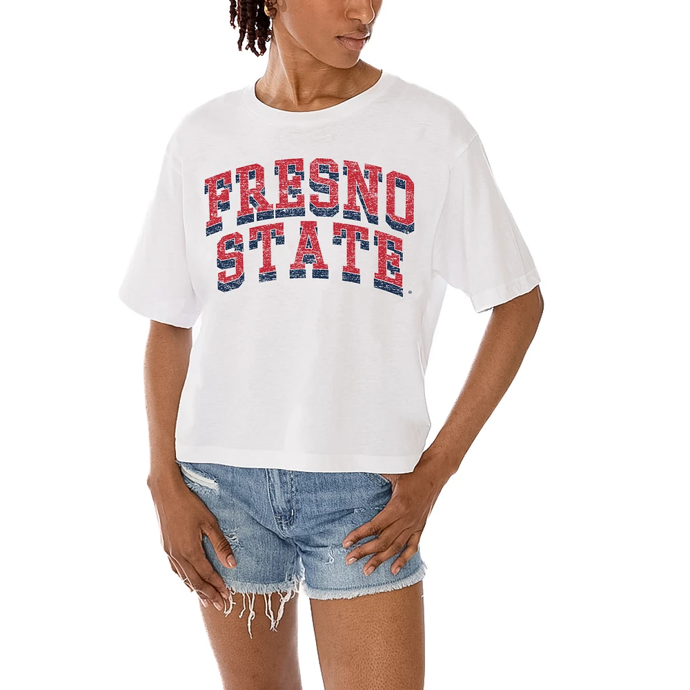 Women's Gameday Couture White Fresno State Bulldogs Claim To Fame Boxy Cropped T-Shirt
