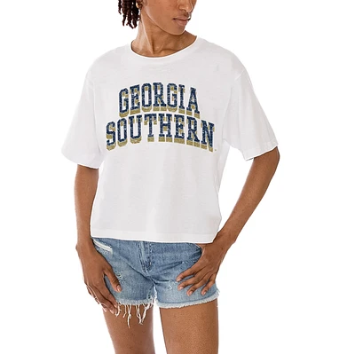 Women's Gameday Couture White Georgia Southern Eagles Claim To Fame Boxy Cropped T-Shirt