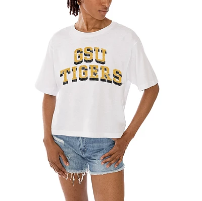 Women's Gameday Couture White Grambling Tigers Claim To Fame Boxy Cropped T-Shirt