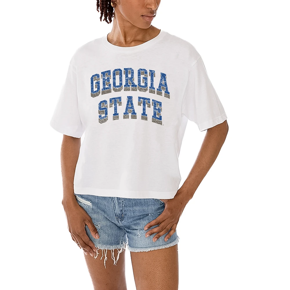 Women's Gameday Couture White Georgia State Panthers Claim To Fame Boxy Cropped T-Shirt