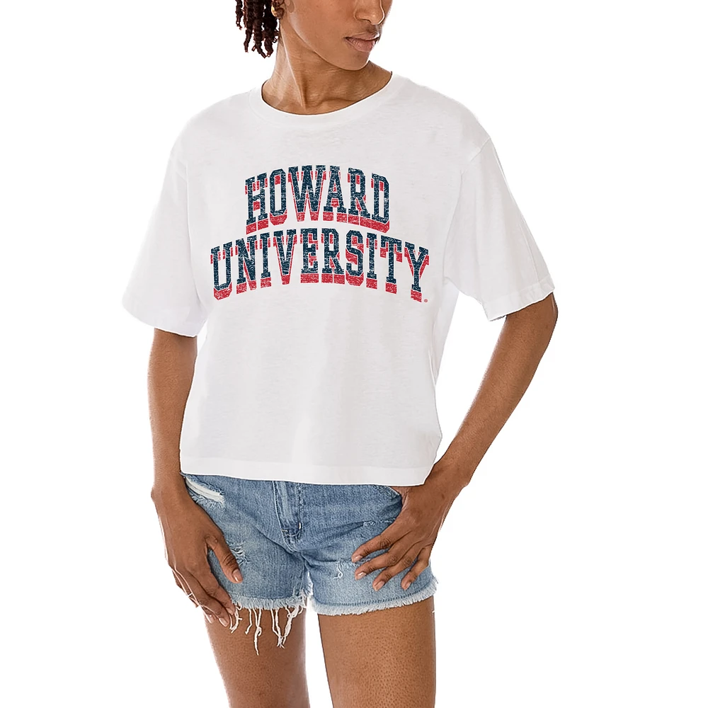 Women's Gameday Couture White Howard Bison Claim To Fame Boxy Cropped T-Shirt