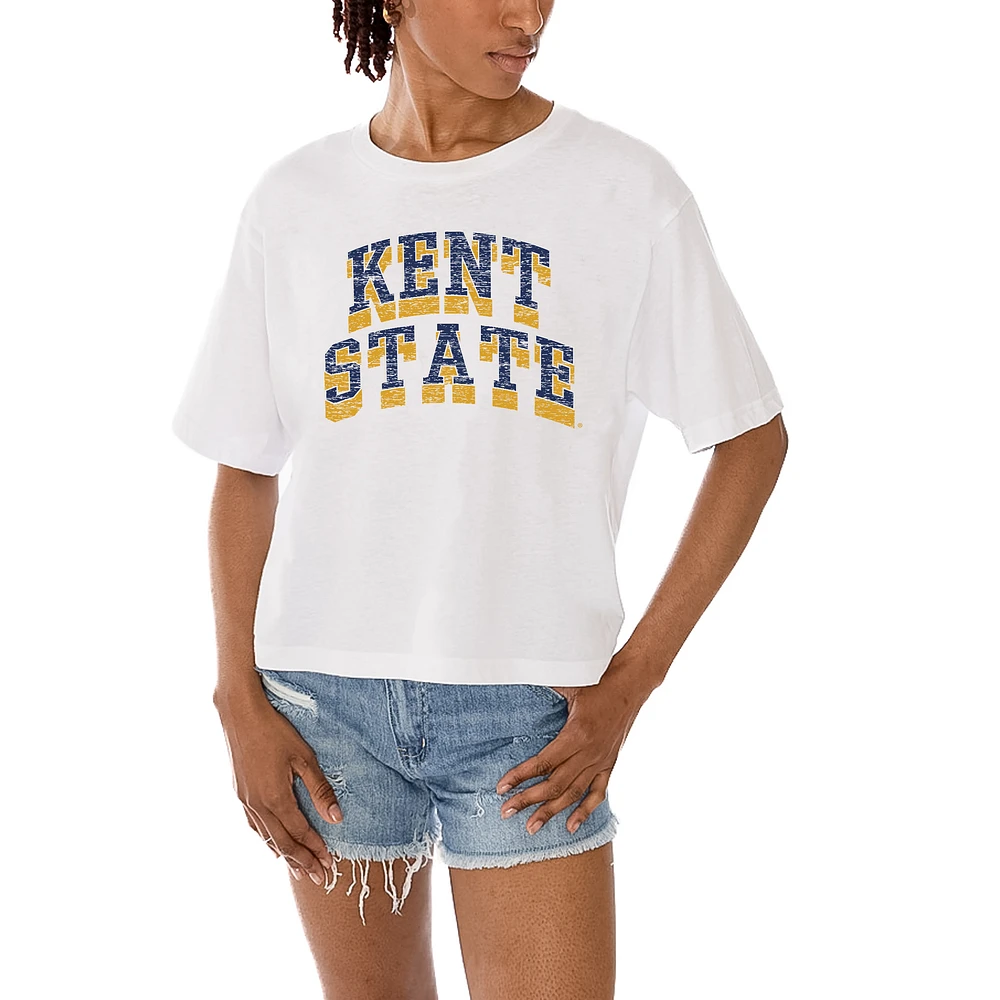 Women's Gameday Couture White Kent State Golden Flashes Claim To Fame Boxy Cropped T-Shirt