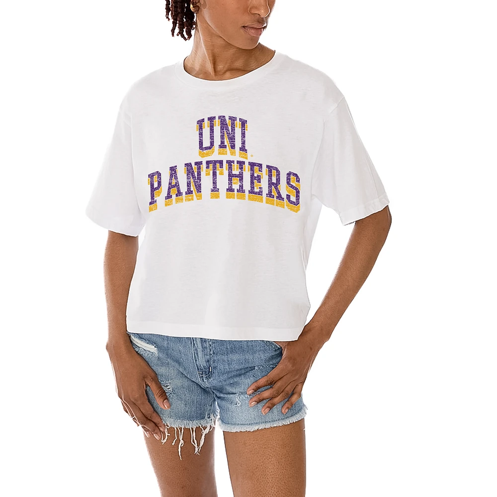 Women's Gameday Couture White Northern Iowa Panthers Claim To Fame Boxy Cropped T-Shirt