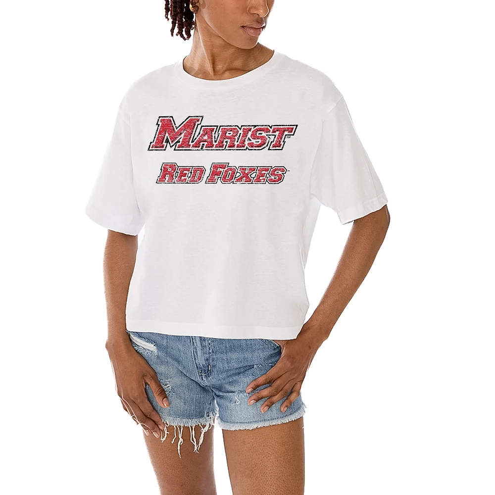 Women's Gameday Couture White Marist Red Foxes Claim To Fame Boxy Cropped T-Shirt