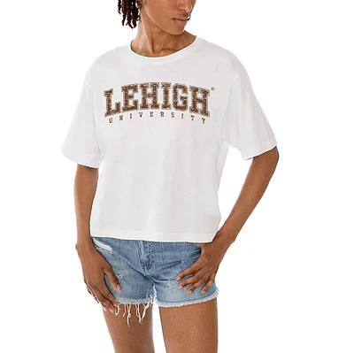 Women's Gameday Couture White Lehigh Mountain Hawks Claim To Fame Boxy Cropped T-Shirt