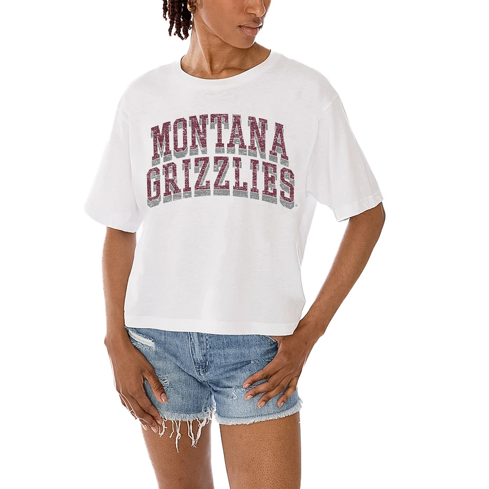 Women's Gameday Couture White Montana Grizzlies Claim To Fame Boxy Cropped T-Shirt