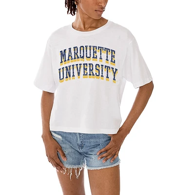 Women's Gameday Couture White Marquette Golden Eagles Claim To Fame Boxy Cropped T-Shirt