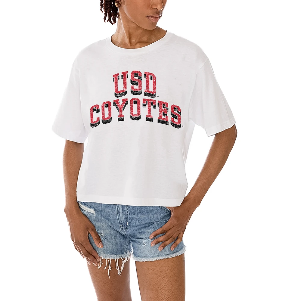 Women's Gameday Couture White South Dakota Coyotes Claim To Fame Boxy Cropped T-Shirt