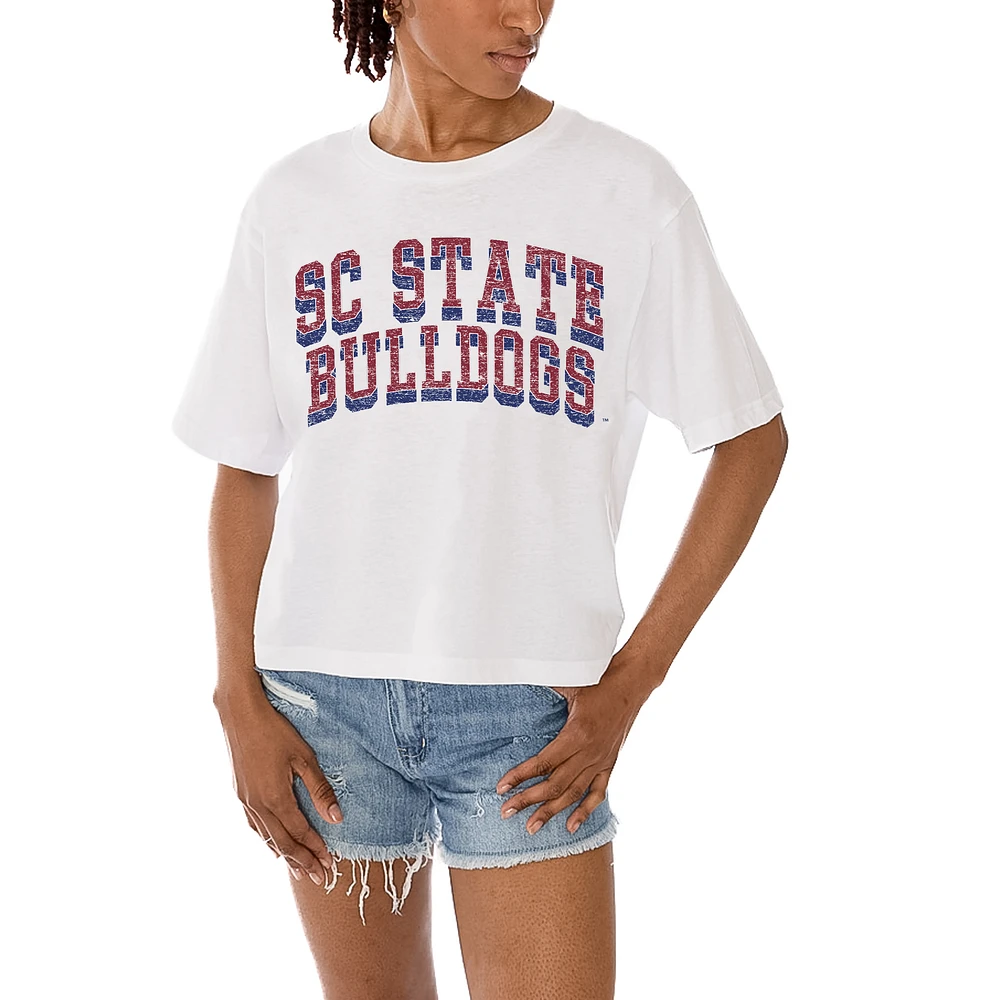 Women's Gameday Couture White South Carolina State Bulldogs Claim To Fame Boxy Cropped T-Shirt