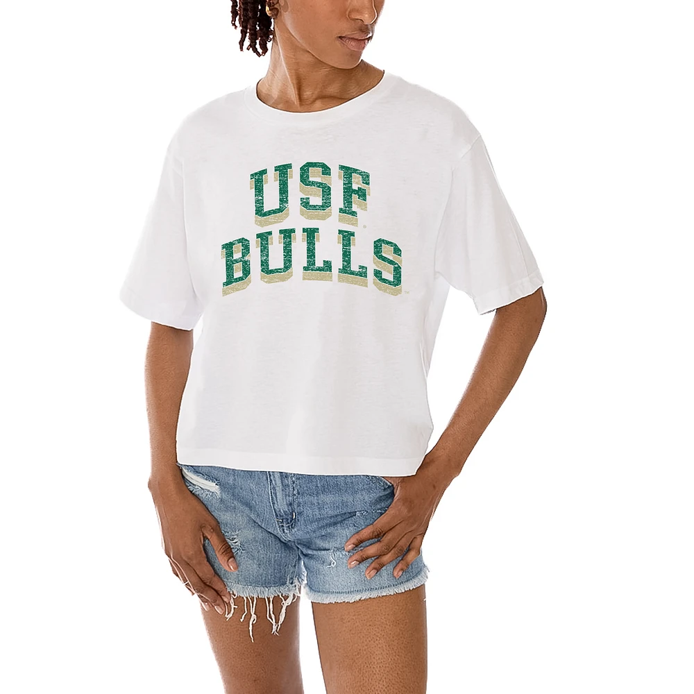 Women's Gameday Couture White South Florida Bulls Claim To Fame Boxy Cropped T-Shirt