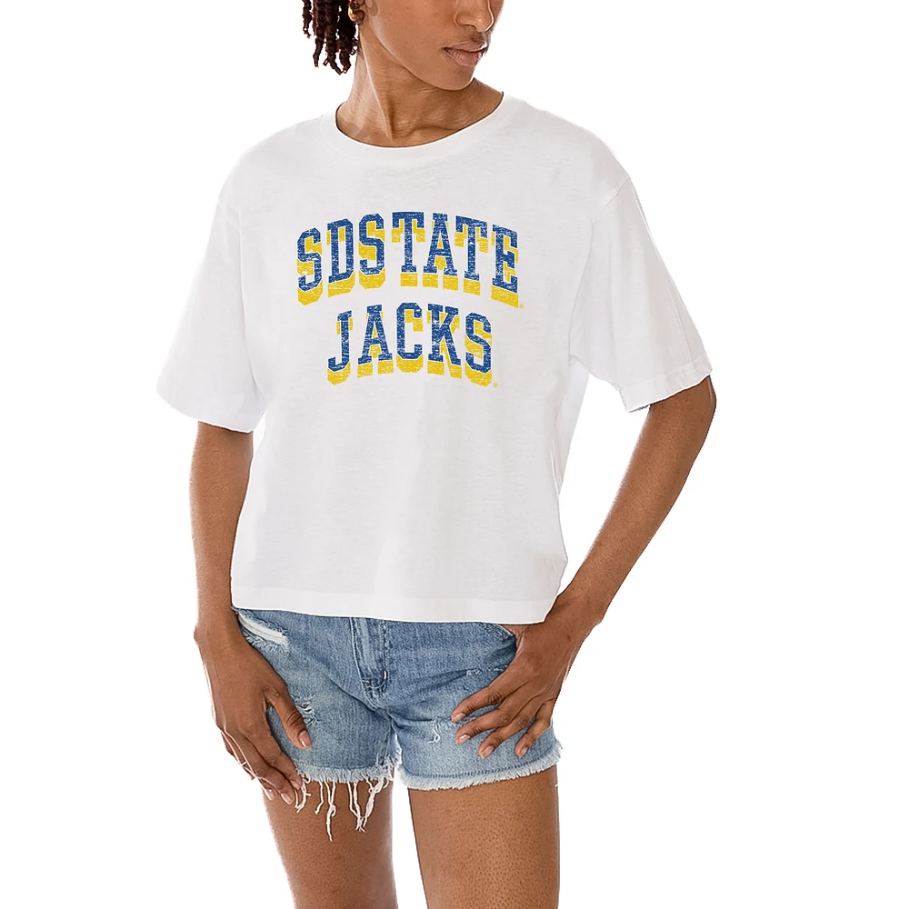 Women's Gameday Couture White South Dakota State Jackrabbits Claim To Fame Boxy Cropped T-Shirt