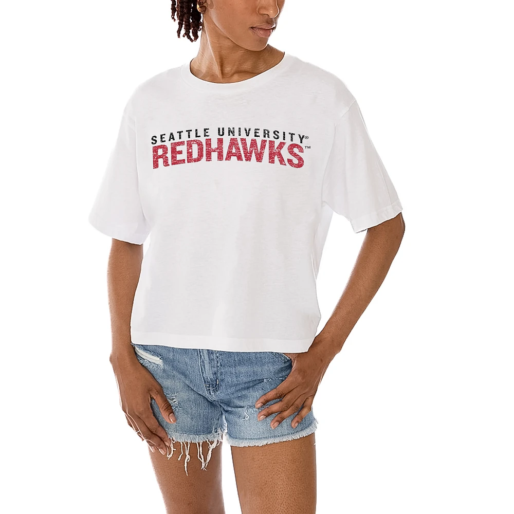 Women's Gameday Couture White Seattle Redhawks Claim To Fame Boxy Cropped T-Shirt