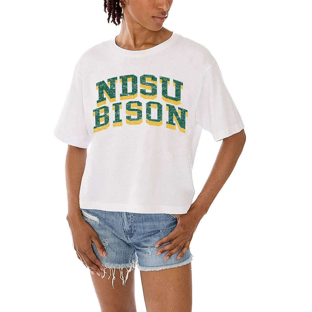 Women's Gameday Couture White NDSU Bison Claim To Fame Boxy Cropped T-Shirt