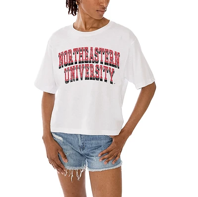 Women's Gameday Couture White Northeastern Huskies Claim To Fame Boxy Cropped T-Shirt