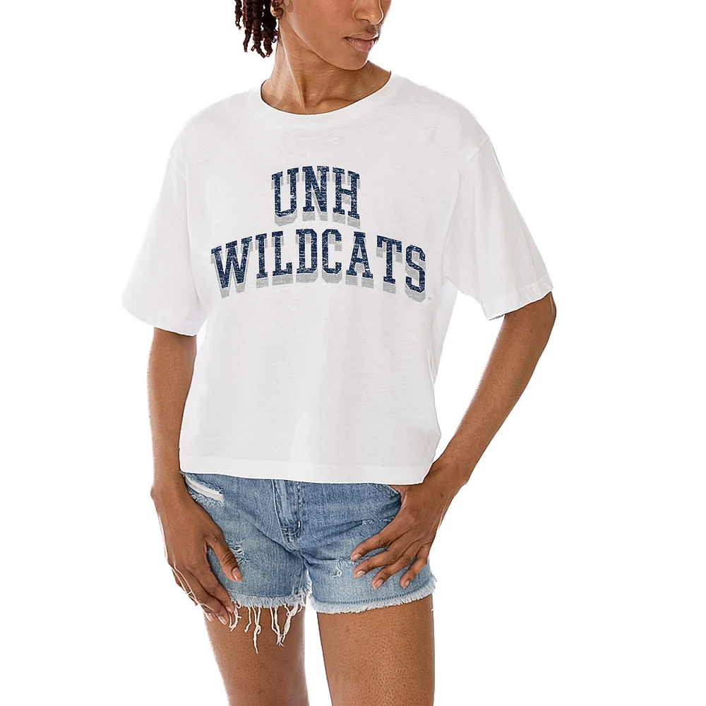 Women's Gameday Couture White New Hampshire Wildcats Claim To Fame Boxy Cropped T-Shirt