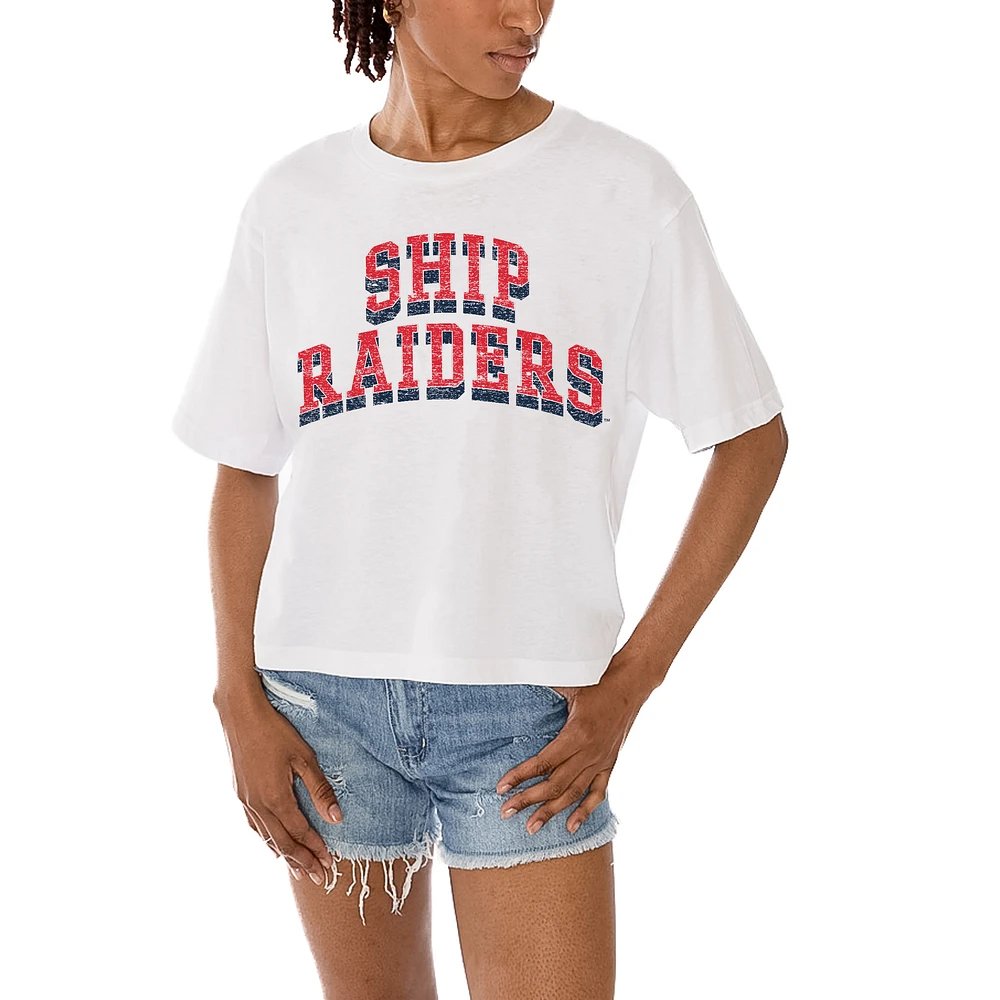 Women's Gameday Couture White Shippensburg Raiders Claim To Fame Boxy Cropped T-Shirt