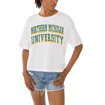 Women's Gameday Couture White Northern Michigan Wildcats Claim To Fame Boxy Cropped T-Shirt