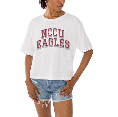 Women's Gameday Couture White North Carolina Central Eagles Claim To Fame Boxy Cropped T-Shirt