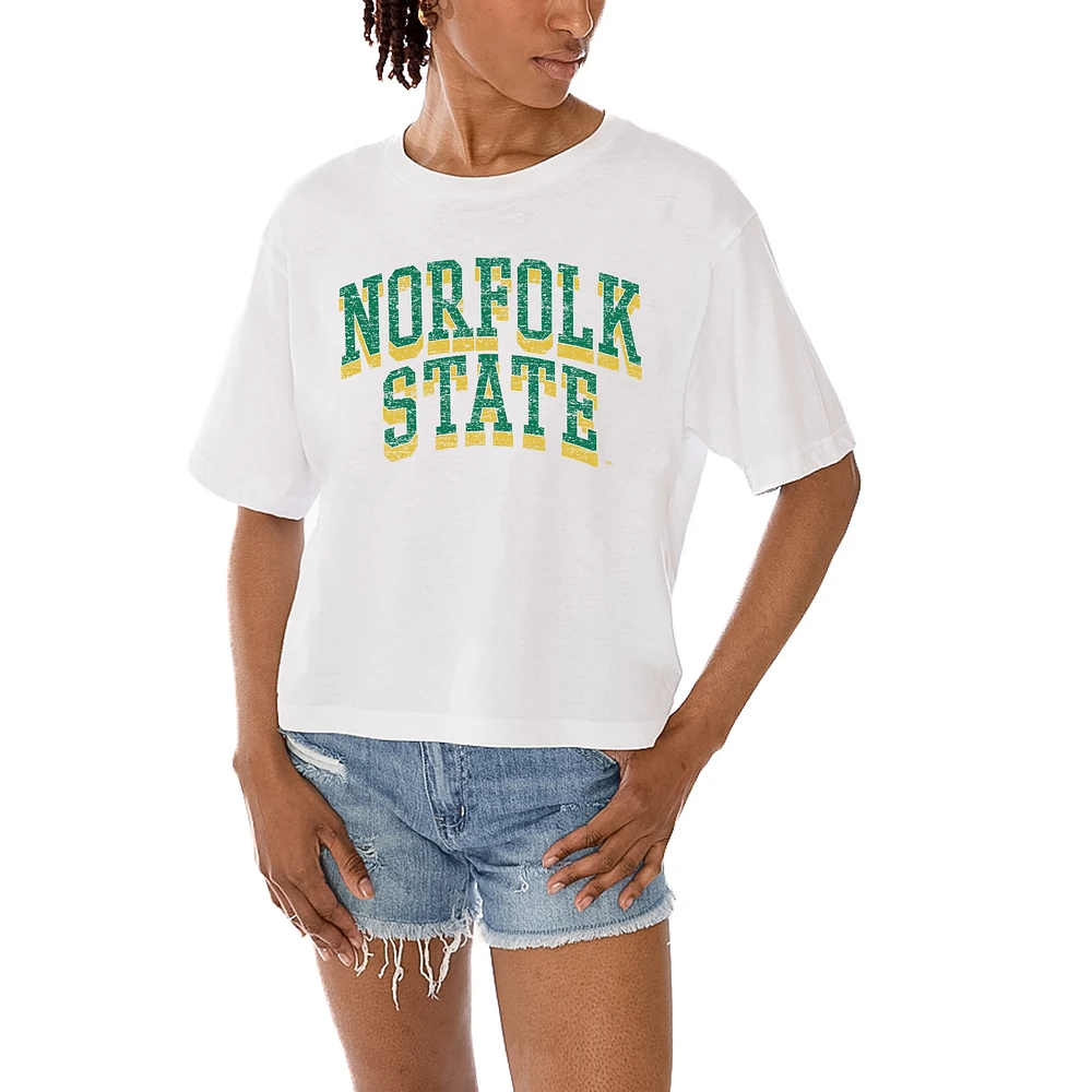 Women's Gameday Couture White Norfolk State Spartans Claim To Fame Boxy Cropped T-Shirt