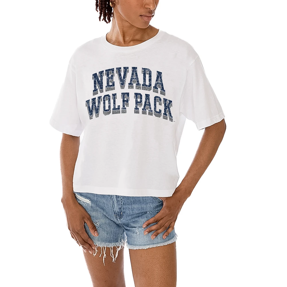Women's Gameday Couture White Nevada Wolf Pack Claim To Fame Boxy Cropped T-Shirt