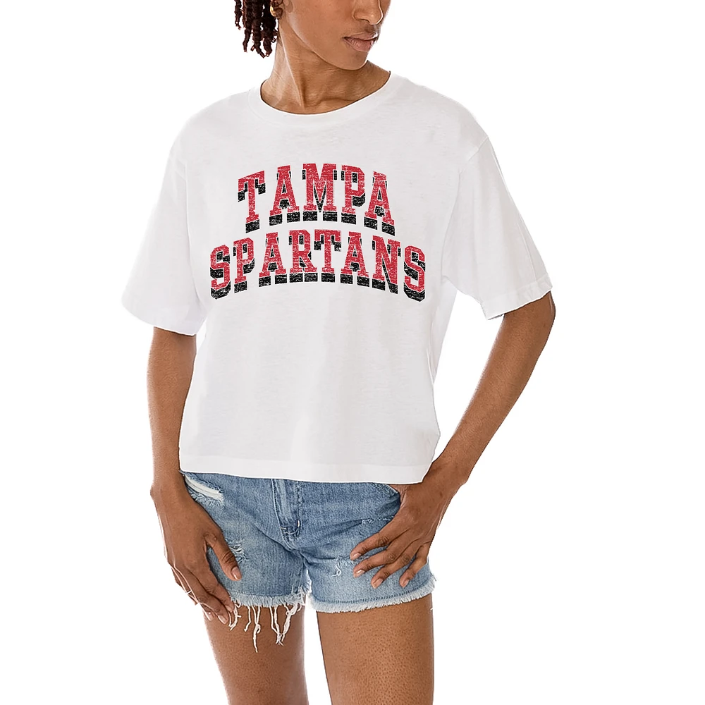 Women's Gameday Couture White Tampa Spartans Claim To Fame Boxy Cropped T-Shirt