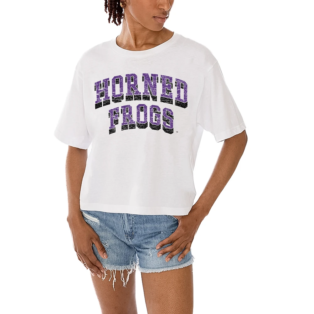 Women's Gameday Couture White TCU Horned Frogs Claim To Fame Boxy Cropped T-Shirt