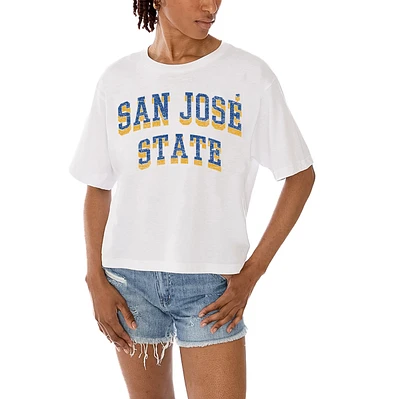 Women's Gameday Couture White San Jose State Spartans Claim To Fame Boxy Cropped T-Shirt