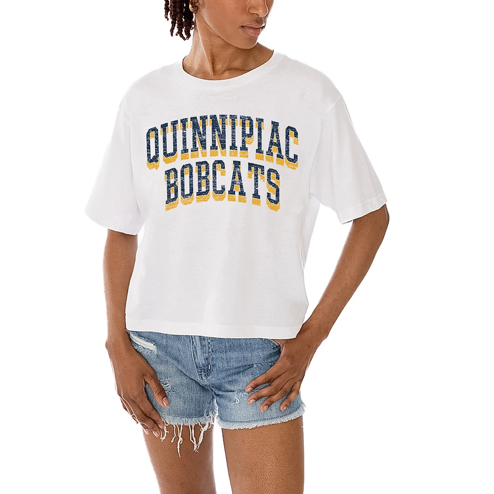 Women's Gameday Couture White Quinnipiac Bobcats Claim To Fame Boxy Cropped T-Shirt