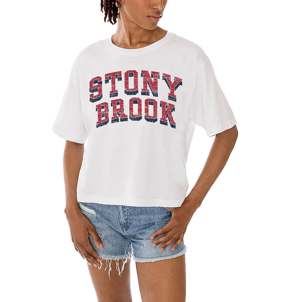 Women's Gameday Couture White Stony Brook Seawolves Claim To Fame Boxy Cropped T-Shirt