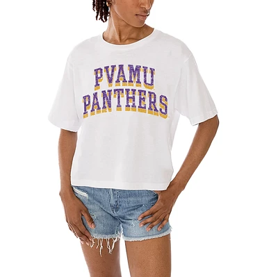 Women's Gameday Couture White Prairie View A&M Panthers Claim To Fame Boxy Cropped T-Shirt